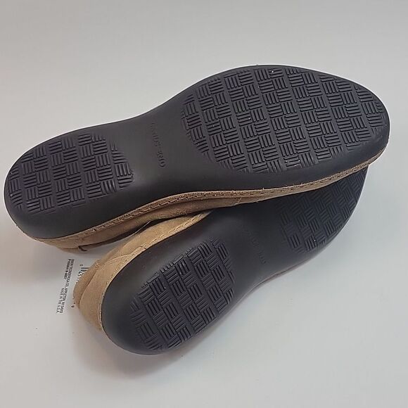 Lands End Tan Mary Jane Faux Sherpa Leather Suede Flats Size 7.5 - Picture 7 of 7